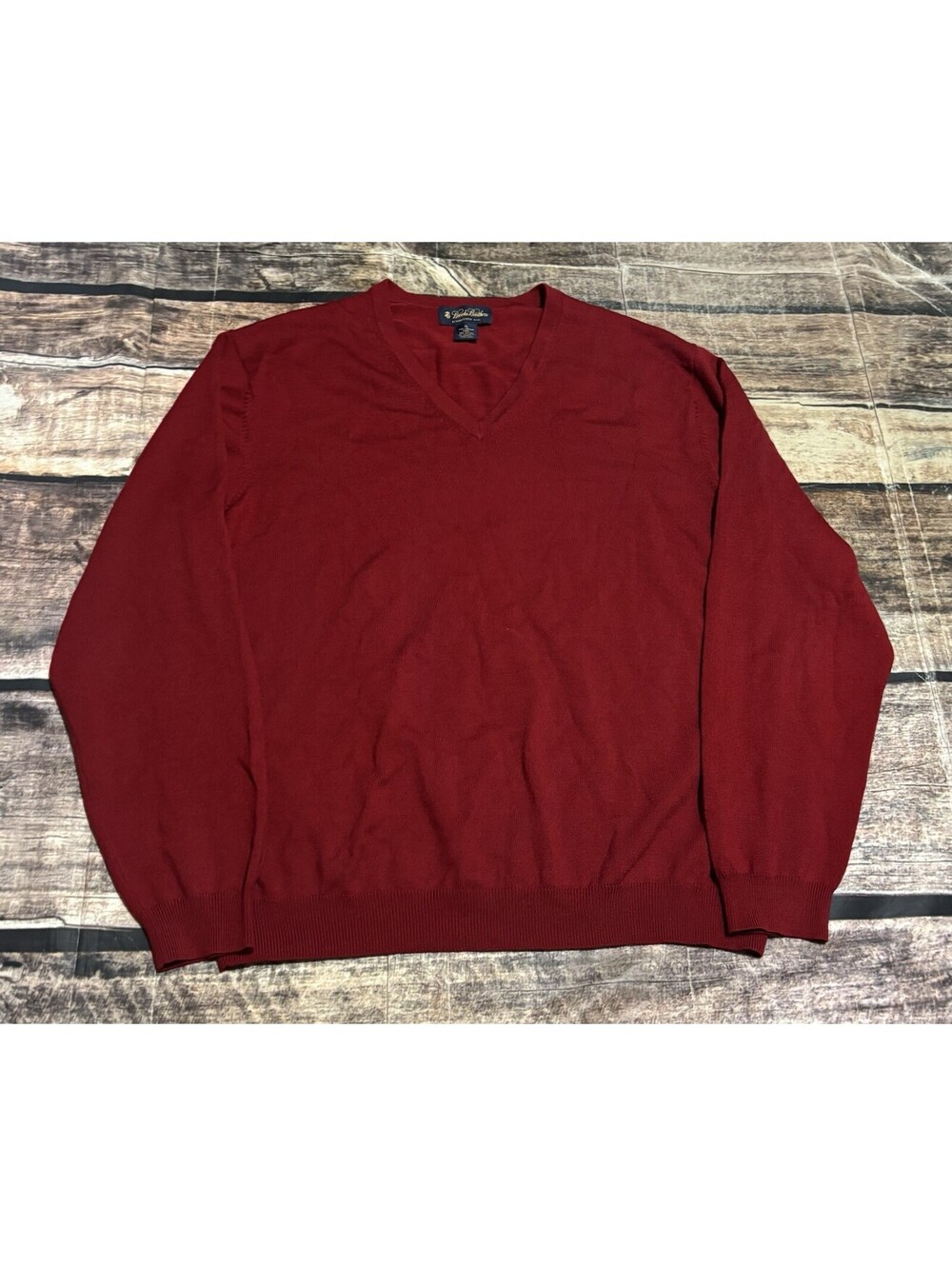 Brooks Brothers Sweater Mens XL Merino Wool Stretch V-Neck Pullover